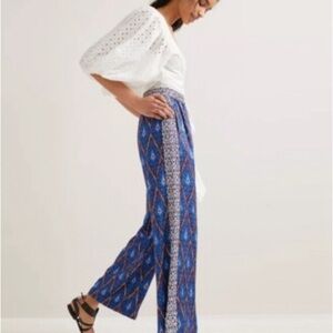 Anthropologie Blue Vale Wide-Leg Pants  Aztec Printed